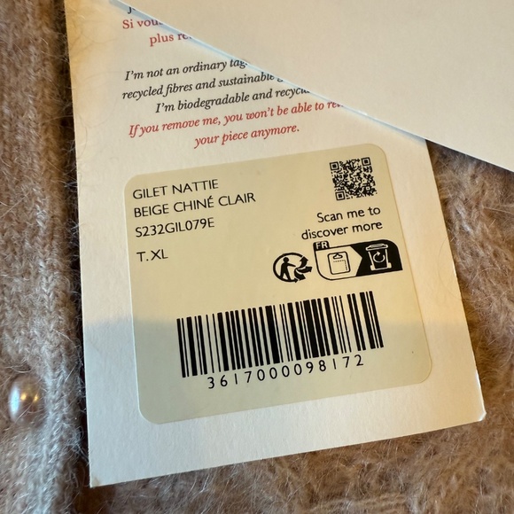 Sezane Nattie Cardigan Light Beige - Size XL - Picture 3 of 6